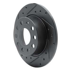 Audi A3 Brake Rotor (1) - Rear Left - R1 Concepts - Drilled & Slotted - Black - `10-`19